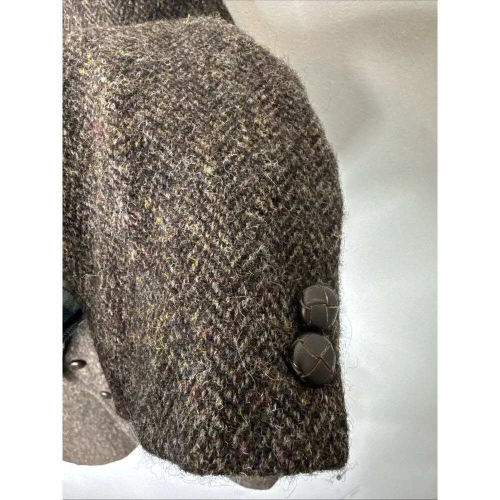 Vintage Harris Tweed Handwoven Wool Herringbone Blazer Brown Men‎ 44R